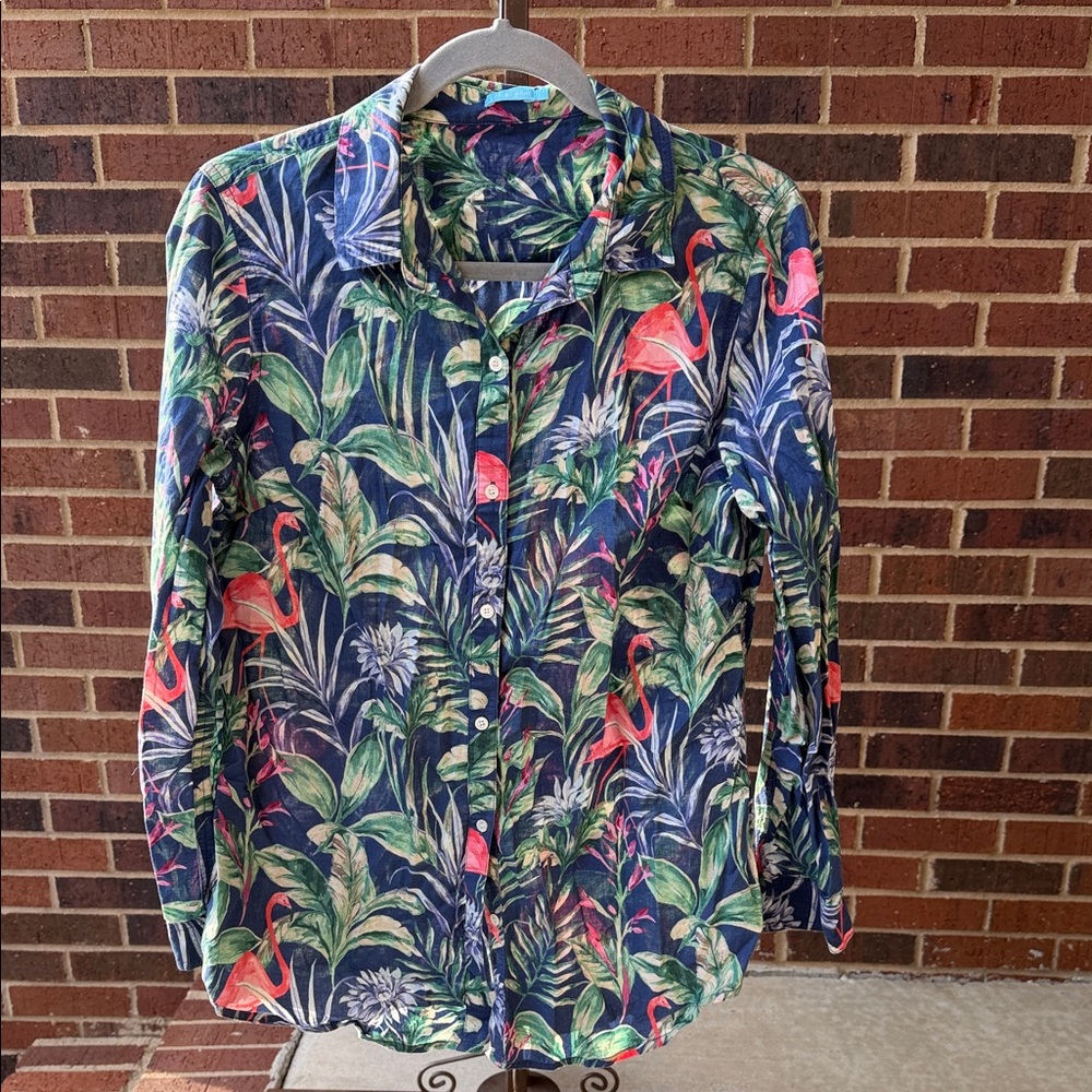 J. McLaughlin Navy Floral Shirt